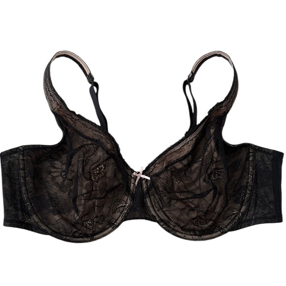 EUC Cacique Underwire Full Coverage Lace Bra Black 44C - Picture 1 of 8